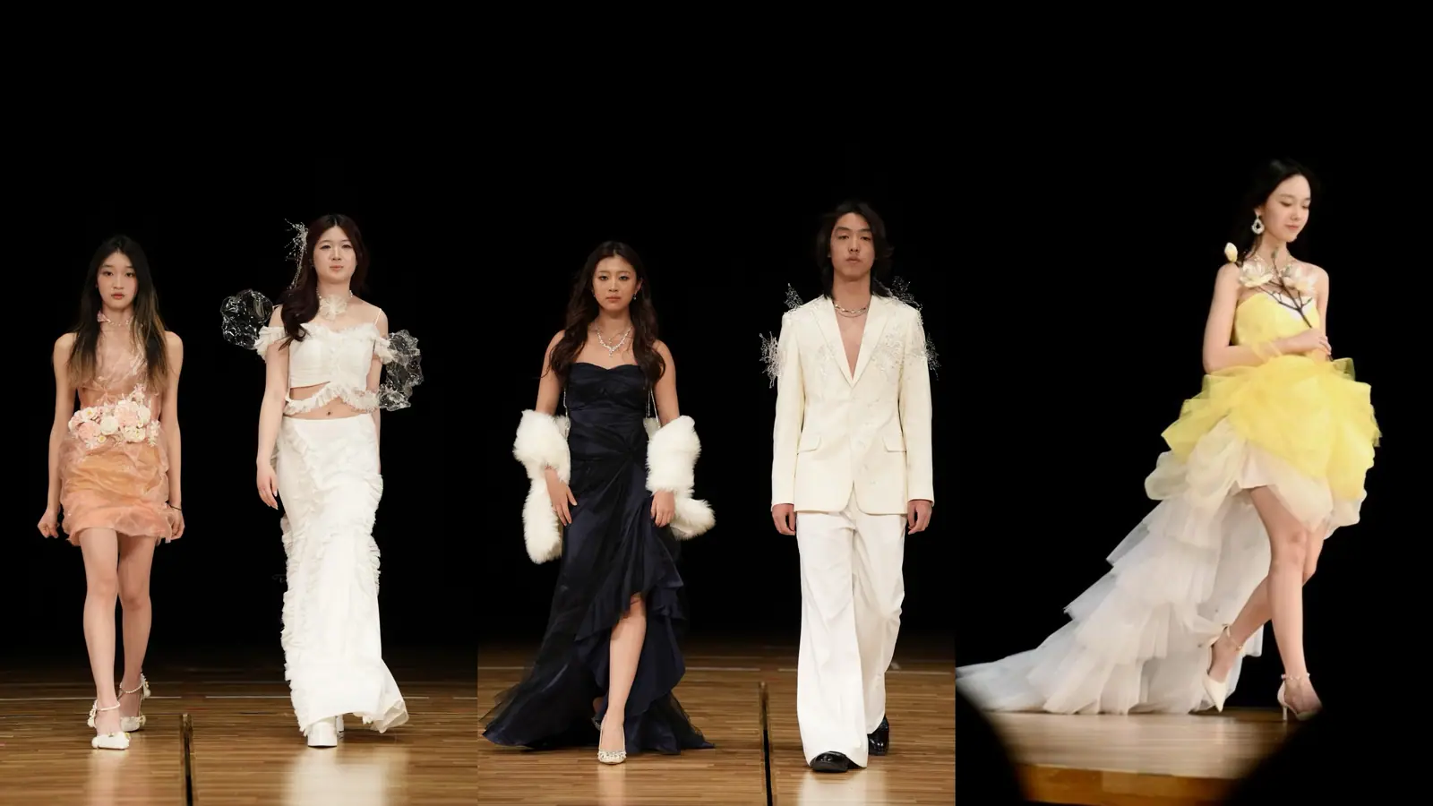 Five models on stage at the charity fashion show